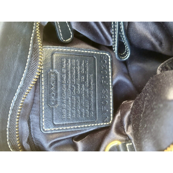 Vintage Coach Black Leather Pleated Hobo Bag with Brass Hardware Style 11547 - Picture 12 of 13